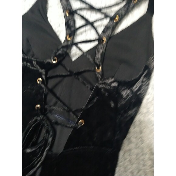 Windsor Maxi Sleeveless Velor Lace Back Dress Black Sm Y2K Wimsygoth Vintage... - Picture 10 of 16